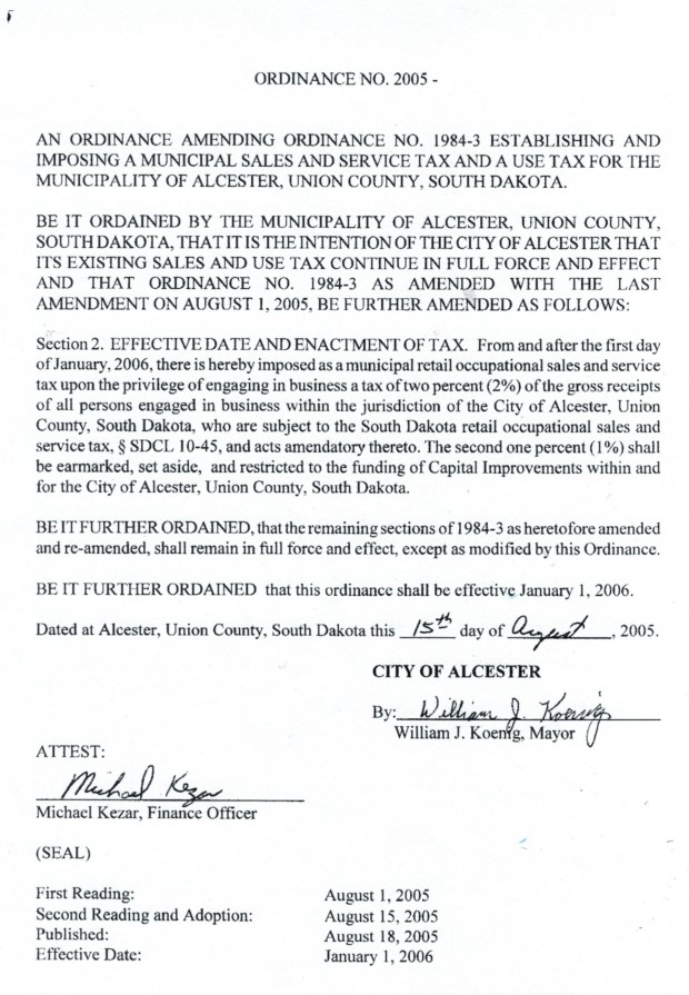 2nd PENNY SALES TAX ORDINANCE